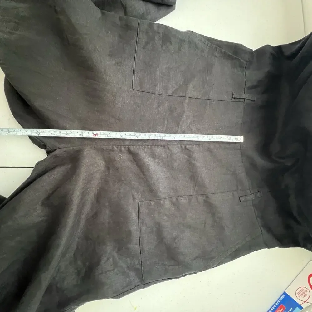 REFORMATION Naomi Linen Jumpsuit Black Women's Size 12 (Missing matching‎ belt)